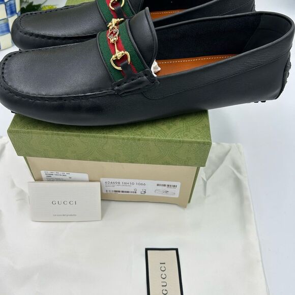 Men’s Gucci ayrton web stripe driver loafers size 12 fits 12.5 US made in Italy - Picture 5 of 9